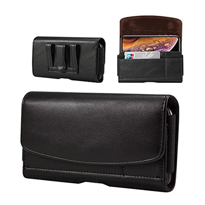 Holster for Samsung A57 A56 A37 S26+ S25 FE S24 FE, iPhone 17 16 15 Pro Max | Belt Case for Galaxy S25+ S24 Plus S23 FE A36 A15, Moto G Stylus 5G, PU Leather Cell Phone Belt Pouch Holder with Clip Loop - size: Large