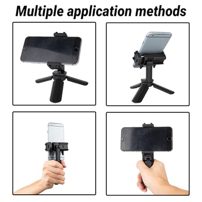 Mini Tripod Phone Stand, Desktop Cell Phone Holder, Lightweight Handheld Tabletop Tripod for Streaming, Video Calls & Photography, Plastic, Black, 1-Pack