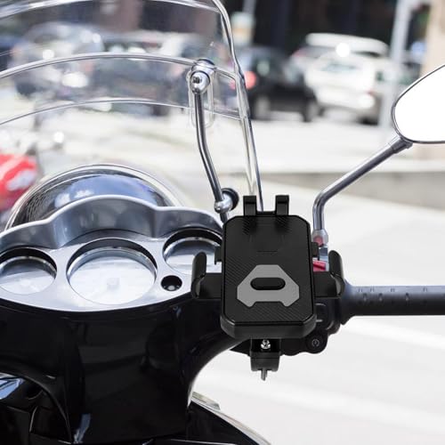 Sewroro Bike Phone Mount Holder with Anti-Shake Vibration Protection for Motorcycle and Bicycle Handlebar, Universal Mobile Phone Stand Compatible with Smartphones, Black