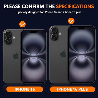 Suoman for iPhone 16/16 Plus Camera Lens Protector, 9H Tempered Glass Film - color: Black
