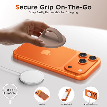 Magnetic Phone Grip Ring, Compatible with MagSafe, Upgraded Liquid Silicone for Secure Comfort, Rotating Finger Loop Ring Grip Holder for iPhone 17/16/15/14/13/12 Pro Max Plus, Light Brown - color: Light Brown