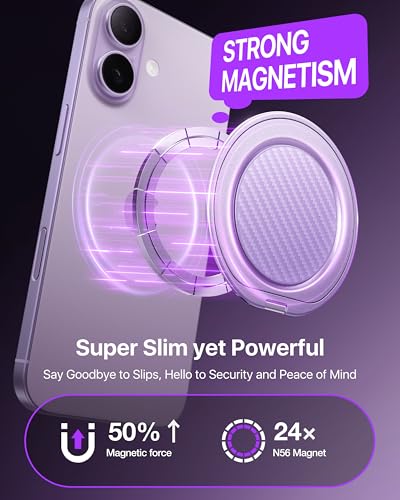 andobil [2026 Ultra-Thin] Magnetic Phone Ring Grip for MagSafe, Purple - color: Purple Carbon Fiber