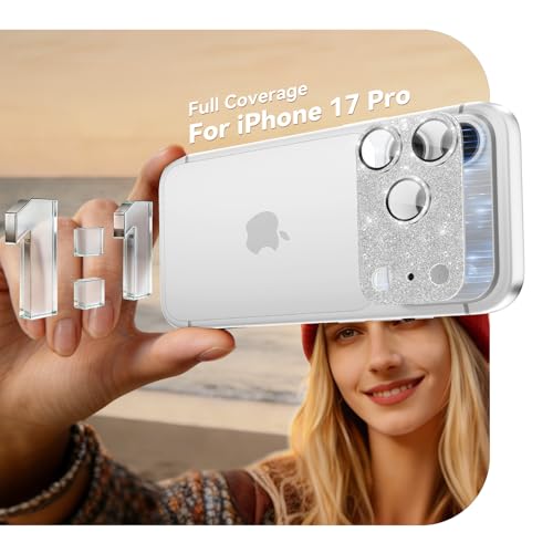 imluckies Compatible with iPhone 17 Pro Camera Lens Protector Bling, Ultra HD Tempered Glass Shiny Diamond Camera Plate Sparkle Screen Protection, 9H Anti-Scratch & Easy Install, Glitter Gray - size: 17pro 6.3" Glitter Gray