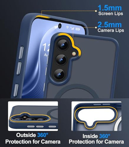 N52 Strong Magnetic Case for Samsung Galaxy S23 Case, Fit for MagSafe Thin Shockproof Drop Protection Translucent Non-Fingerprint/Scratch Slim Protective S23 Phone Case-Frosted Blue - color: Frosted Blue