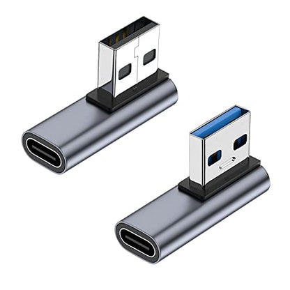AreMe 90 Degree USB C Female to USB Male Adapter 2 Pack, Left & Right Angle - style: Left and Right Angle