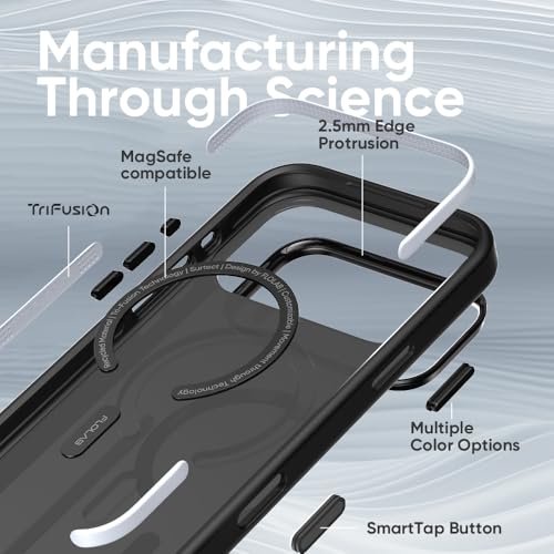 FLOLAB Surtect Tri-Fusion Magnetic for iPhone 17 Pro Case Protective Slim Design Magsafe Compatible Military Grade - Full Black Matte Translucent - color: Full Black Matte Translucent, size: iPhone 17 Pro