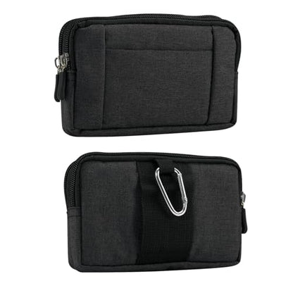 Horizontal Cell Phone Waist Bag Men Black, Waterproof Cell Phone Holder, 5.2"Multifunction Smartphone Belt Clip Holster Nylon Small Outdoor Sport Case Slot Travel Wallet Belt Bag Purse Handbag - color: Black