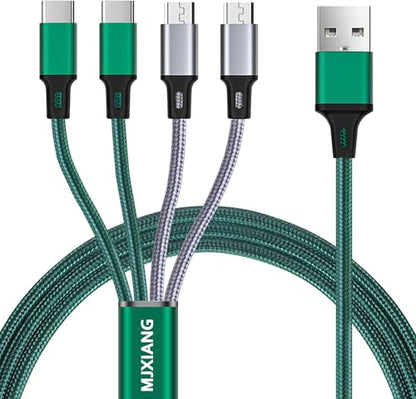 MJXIANG 2-Pack Multi Charger Cable 4 in 1, 4FT Braided Fast Charging 3A