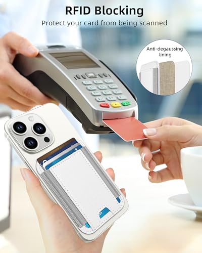 HiWe for MagSafe Wallet, 7 Cards Holder for Phone Case, RFID Blocking - color: White Wallet - Grey Band