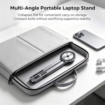 Foldable Laptop Stand with Magnetic Phone Holder, Gray