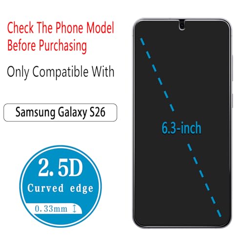 2+2 Pack Screen Protector for Samsung Galaxy S26 Tempered Glass - color: Samsung Galaxy S26-Clear