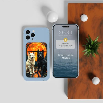 Phone Credit Card Holder Stick on, Cell Phone Pocket Self Adhesive Stretchy Stick on Wallet ID Credit Card Case Pouch Sleeve with Flap for All Smartphones, Black White Wolf - color: Black White Wolf