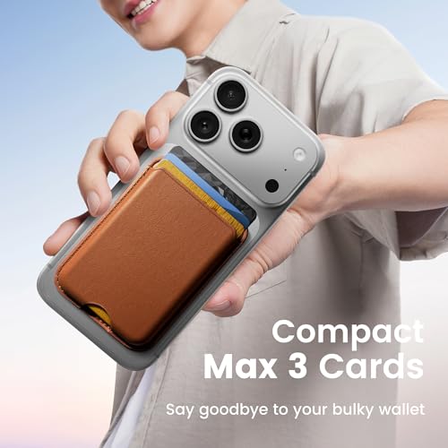 Stronger Magnetic Wallet for iPhone 17/16/15/14/13/12 Series, Slim Leather Magnetic Card Holder with RFID Blocking, N52 Magnet Phone Wallet, Fit 3 Cards, Dark Brown - color: Dark Brown