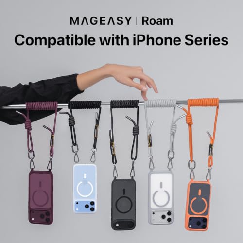MAGEASY Roam MagSafe Crossbody Phone Case with Strap for iPhone 18 Pro & 17 Pro, Magnetic Clear Case with Detachable Lanyard, 16FT Drop Defense, Camera Control Compatible (Transparent) - color: Transparent, size: iPhone 17/18 Pro