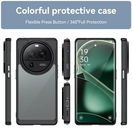 Case for Oppo Find X6 Pro Case, PGEM110 Case, Anti Yellowing Clear Hard PC Back & Soft TPU Bumper Protective Phone Cover for Oppo Find X6 Pro 5G Crystal Black