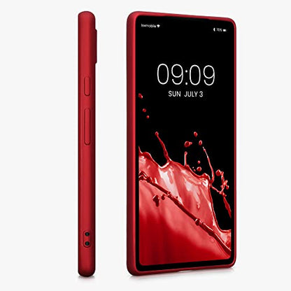 kwmobile Case Compatible with Google Pixel 6a Case - Soft Slim Metallic TPU Silicone Cover - Metallic Dark Red - color: metallic dark red