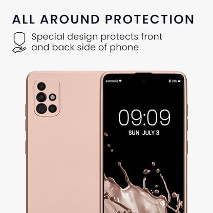 kwmobile Case Compatible with Samsung Galaxy A51 Case -Soft TPU Back Phone Cover - with Metallic Look - Metallic Rose Gold - color: metallic rose gold, size: Galaxy A51