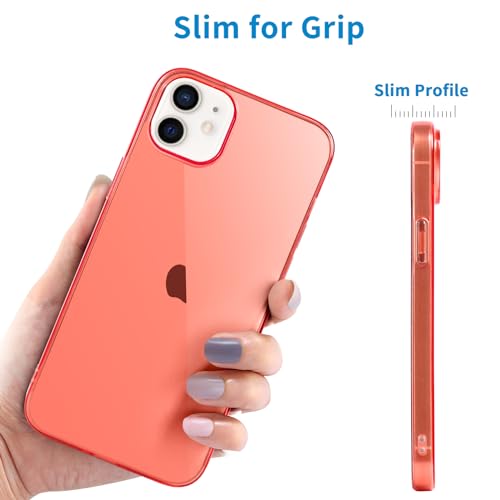 JJGoo Compatible with iPhone 12 Case & 12 Pro Case Clear Soft Transparent Shockproof Protective Slim Thin Bumper Phone Cover for 12 and 12 Pro - 6.1 inch, Clear Red - color: Red
