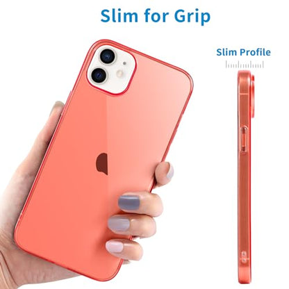 JJGoo Compatible with iPhone 12 Case & 12 Pro Case Clear Soft Transparent Shockproof Protective Slim Thin Bumper Phone Cover for 12 and 12 Pro - 6.1 inch, Clear Red - color: Red