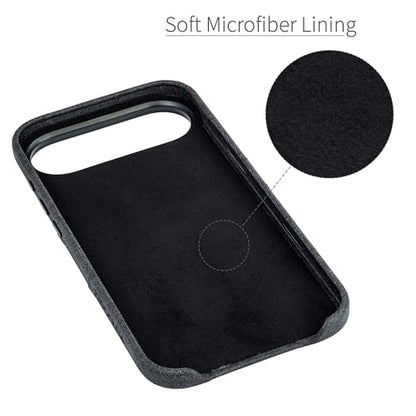 Dockem Card Case for iPhone 17 Air with Magnetic Mounting Plate, Camera Control Button, Wallet with 2 Holder Slots: M2 Luxe Canvas-Style Synthetic Leather (Charcoal Black) - color: Charcoal black, size: 17 Air