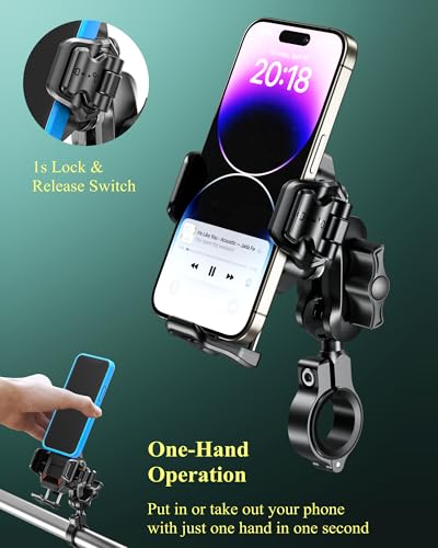 BRCOVAN Anti-Theft Motorcycle Phone Mount with Vibration Dampener, 1S Lock
