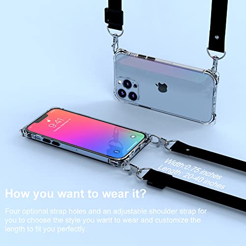for iPhone 13 Pro Crystal Clear Case with Detachable Adjustable Crossbody Strap, Slim Fit Shockproof Protective Phone Case with Anti-Lost Shoulder Neck Lanyard for Girls and Women - size: iPhone 13 Pro