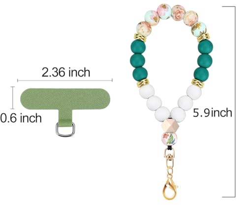 VICHUNHO Marble Silicone Beaded Phone Wrist Strap, Cellphone Lanyard with Tether Tab, Elastic Hands-Free Wristlet Bracelet - color: Moon Season