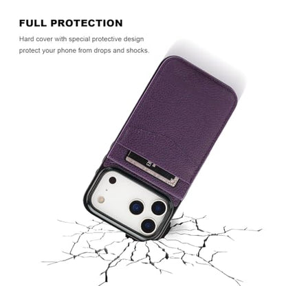 KIHUWEY for iPhone 17 Pro Max Wallet Case Card Holder, Lichee Dark Purple | Credit Card Slots, PU Leather, Kickstand, Flip Heavy Duty Protection Cover for Men and Women - color: Lichee Dark Purple
