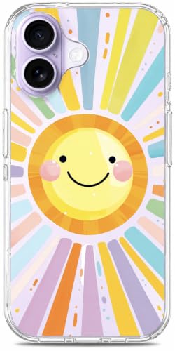 Ranz Clear Case Compatible with MagSafe for iPhone 17 – Cute Smiley Sun Case for Women Girls, Anti-Yellowing Slim Shockproof Protective Cover - Rainbow Sun - color: Rainbow Sun, size: iPhone 17