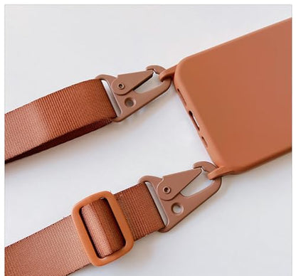 Crossbody Phone Case Compatible with iPhone 6/7/8/SE2/SE3, Cute Soft Silicone Cover with Lanyard Adjustable Shoulder Strap Shockproof Protector Women Girls Brown - color: Brown, size: iPhone 6/7/8/SE2/SE3