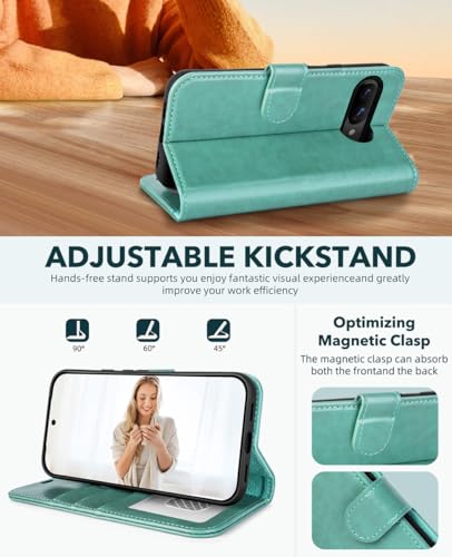 OCASE Compatible with Google Pixel 10a Wallet Case, PU Leather Flip Folio Case with Card Holders RFID Blocking Kickstand [Shockproof TPU Inner Shell] Phone Cover 2026, Green - color: Green