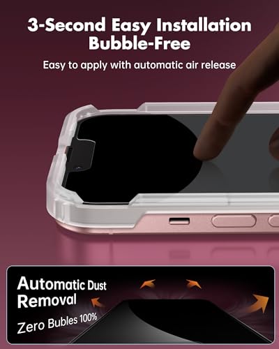 UNBREAKcable 4PCS Screen Protector for iPhone 13-2 Privacy Tempered Glass+2 Clear Glass Double Shatterproof [Easy Installation Frame] [9H Hardness] [Case Friendly] Anti-Scratch for iPhone 6.1 inch - size: iPhone 13