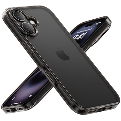 Mobnano for iPhone 16 Case, Protective Shockproof Bumpers [Not Yellowing] Anti-Scratch Transparent Slim Hard PC Back Soft TPU Frame Cover for Men Women - Black - color: Black