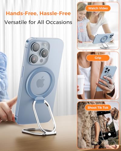 SUPERONE Mag Safe Phone Stand, Adjustable Magnetic Phone Grip & Kickstand - color: Sierra Blue