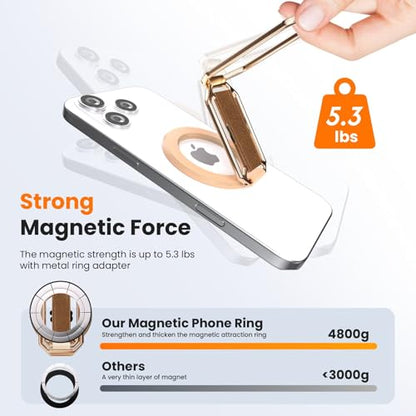 4in1 Phone Grip Stand for MagSafe,Loop Strap,Dual-Fold,360°Rotate,Rose Gold - color: Rose Gold