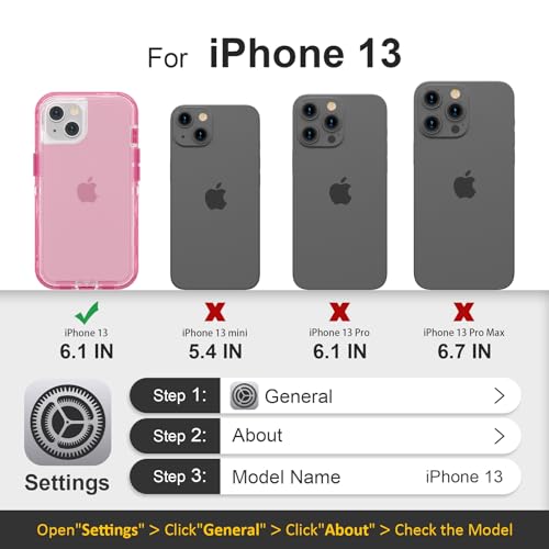 Follaroma for iPhone 13 Case, Heavy Duty Shockproof Protection Phone Cases, Anti-Drop, Dual Layer Transparent Protective Cover Compatible with iPhone 13, 6.1 inch, Crystal Pink - color: Pink, size: iPhone 13 6.1’