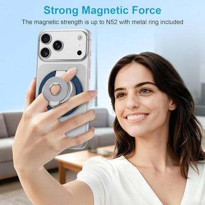 Magnetic Phone Ring Holder for MagSafe, Removable MagSafe Phone Grip Stand - color: blue