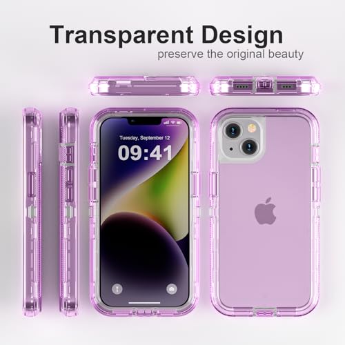 Follaroma for iPhone 13 Case, Shockproof, Crystal Purple | Heavy Duty Shockproof Protection Phone Cases, Anti-Drop, Dual Layer Transparent Rugged Protective Cover, 6.1 inch - color: Purple, size: iPhone 13 6.1’