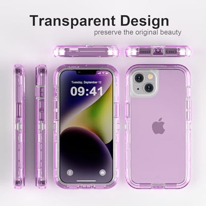 Follaroma for iPhone 13 Case, Shockproof, Crystal Purple | Heavy Duty Shockproof Protection Phone Cases, Anti-Drop, Dual Layer Transparent Rugged Protective Cover, 6.1 inch - color: Purple, size: iPhone 13 6.1’
