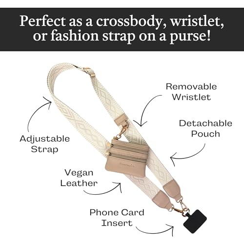 Save the Girls Clip & Go Phone Lanyard with Wallet Pouch, Classic Ivory - color: Ivory