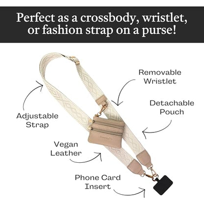 Save the Girls Clip & Go Phone Lanyard with Wallet Pouch, Classic Ivory - color: Ivory
