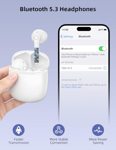 ACAGET Bluetooth Headphones True Wireless Earbuds for Laptop Smartphone TV - color: White