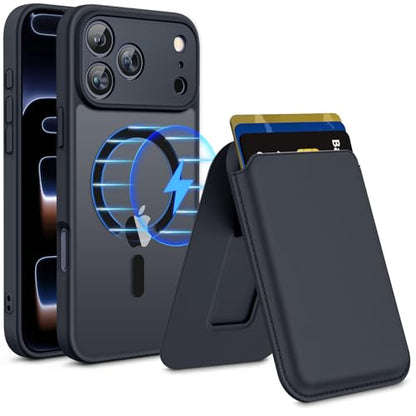 for iPhone 17 Pro Max Case w/Detachable MagSafe Wallet-Black | RFID Blocking Card Holder&Kickstand, Military-Grade Drop & Raised Camera Protection for Travel & Commute - color: Black