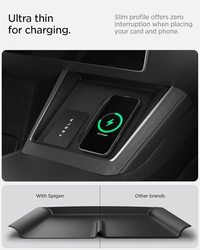 Spigen Wireless Charging Pad Cover for Tesla Model Y Juniper/YL - Black - color: Black