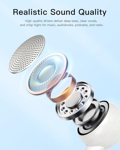 Single Side Earphone , In Ear One Ear Earphone with Mic and in-line Control,For Both Left and Right Ears, 3.5mm Plug Compatible with iPods, iPad, Portable Players, Tablets, MP3 Players, Radios (White)