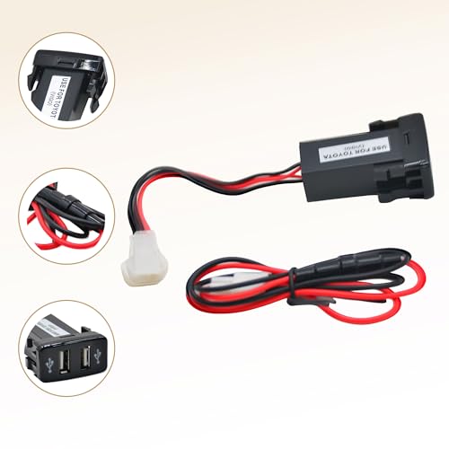 USB Car Charger Socket with 3.5mm Audio Port, 2.1A Power Outlet Adapter Compatible with Toyota VIGO Hilux Tacoma 4Runner FJ Cruiser, Replacement Switch Panel 12V-24V