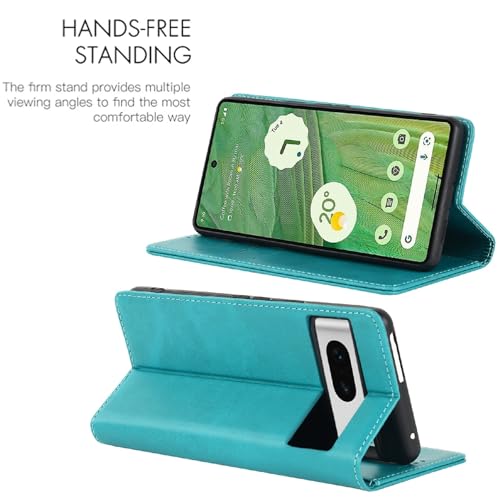 Case for Google Pixel 7 - Stand Holder, Magnetic Closure, Sky Blue | Premium PU Leather, Flip Folio Purse Case, with Card Slot, Stand Holder,Magnetic Closure, TPU Shockproof Protective Case - color: Magnetic Wallet - Sky Blue