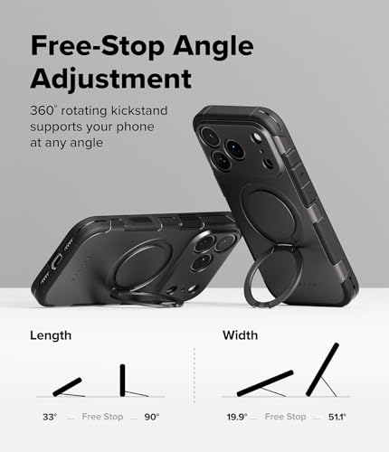 Ringke for iPhone 17 Pro Max Case [Alles Pro Gunmetal] | Compatible with MagSafe, 360° Rotating Kickstand, Camera Control Capture Button Protection, Powerful Magnet - color: Gunmetal, size: iPhone 17 Pro Max