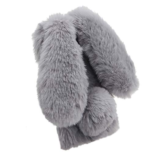 Rabbit Ear Case for Moto G 5G 2024, Fuzzy Fluffy Cute Kids Plush Ball Bunny Fur Case, Soft Bumper Protective Cover, Light Gray - color: Light Gray, size: Moto G 5G 2024