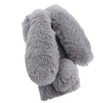 Rabbit Ear Case for Moto G Stylus 5G 2024, Crossbody Strap Case Fuzzy Fluffy Cute Girls Kids Plush Ball Bunny Fur Soft Bumper Protective Cover, Light Gray - color: Light Gray, size: Moto G Stylus 5G 2024